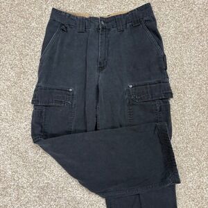 Duluth Trading Co Cargo Pants Mens 34x32 Black Cotton Canvas Utility Workwear